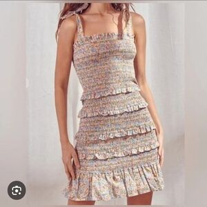 NEW Storia Multicolor Smocked Mini Dres..Youthful..Fresh..CharmingVersat100 Cott